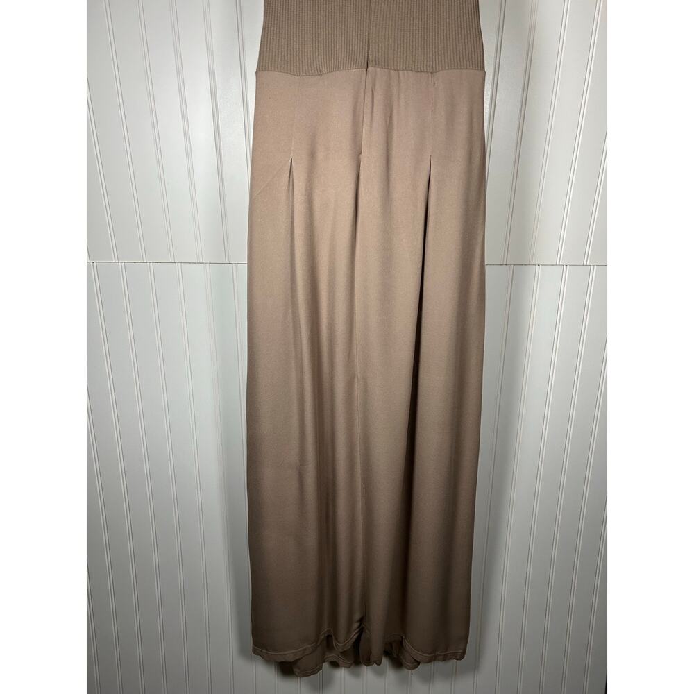 ZARA compound wrab jumpsuit wide legs sleeveless cotton beige women’s Sz M NWOT - Picture 11 of 13